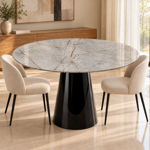 Mesa de Jantar Redonda 120cm em MDF Pietra Bronze