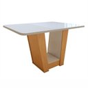 Ver imagem 2 de Mesa de Jantar Retangular 4 Lugares Tampo com Vidro 120cm Apogeu Bege Amêndoa Clean/Off White