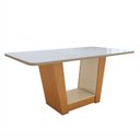 Ver imagem 2 de Mesa de Jantar Retangular 6 Lugares Tampo com Vidro 170cm Apogeu Bege Amêndoa Clean/Off White