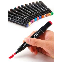Caneta Marcador Permanente 48 Cores Estojo Ponta Dupla Desenho Pintura Arte Trabalho Escola Desenho  - 8