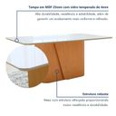 Ver mais imagens de Mesa de Jantar Retangular 78x170x90cm Tampo com Vidro Luar 