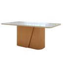 Ver imagem 2 de Mesa de Jantar Retangular 6 Lugares Tampo de Vidro 170cm Maxi Bege Amêndoa Clean/Off White