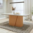Ver imagem 1 de Mesa de Jantar Retangular 6 Lugares Tampo de Vidro 170cm Maxi Bege Amêndoa Clean/Off White