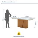 Ver imagem 3 de Mesa de Jantar Retangular 6 Lugares Tampo de Vidro 170cm Maxi Bege Amêndoa Clean/Off White