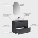 Ver imagem 4 de Gabinete para Banheiro Dubai 1 Porta 1 Gaveta MDF 80cm Grafite com Cuba e Espelho