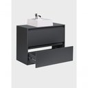 Ver imagem 2 de Gabinete para Banheiro Dubai 1 Porta 1 Gaveta MDF 80cm Grafite com Cuba e Espelho