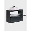 Ver imagem 3 de Gabinete para Banheiro Dubai 1 Porta 1 Gaveta MDF 80cm Grafite com Cuba e Espelho