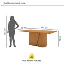 Ver imagem 3 de Mesa de Jantar Retangular 6 Lugares Tampo MDF 170cm Luar Marrom Amêndoa Clean