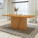 Ver imagem 1 de Mesa de Jantar Retangular 6 Lugares Tampo MDF 170cm Luar Marrom Amêndoa Clean
