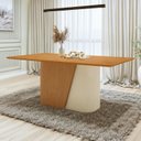Ver imagem 1 de Mesa de Jantar Retangular 6 Lugares Tampo MDF 170cm Luar Bege Amêndoa Clean/Off White