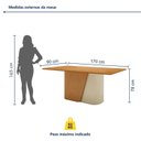 Ver imagem 3 de Mesa de Jantar Retangular 6 Lugares Tampo MDF 170cm Luar Bege Amêndoa Clean/Off White