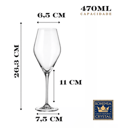 Jogo 6 Tacas para Vinho Loxia em Cristal Ecológico 470ml - 6