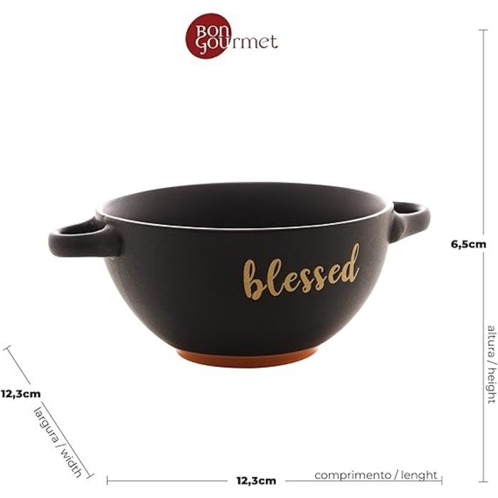 Consume de Cerâmica Bowl Blessed Preto Matt/laranja 12cm X 7cm Bon Gourmet - 2