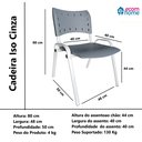 Ver imagem 5 de Kit com 4 Cadeiras Iso para Escola Escritório Comércio Cinza Base Branca