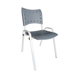 Kit com 4 Cadeiras Iso para Escola Escritório Comércio Cinza Base Branca - 3