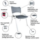Ver imagem 4 de Kit com 4 Cadeiras Iso para Escola Escritório Comércio Cinza Base Branca