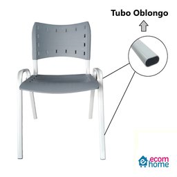Kit com 4 Cadeiras Iso para Escola Escritório Comércio Cinza Base Branca - 4