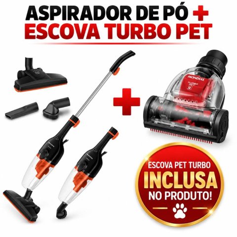 Kit Aspirador 220V Turbo Cycle 1500W + Escova Pet Mondial