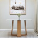 Ver imagem 3 de Mesa de Jantar Retangular 4 Lugares Tampo com Vidro 120cm Sintonia Bege Amêndoa Clean/Off White