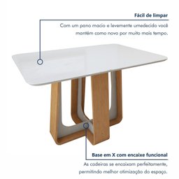 Mesa de Jantar Retangular 120cm Tampo com Vidro Sintonia - 5