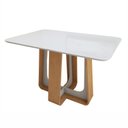Ver imagem 4 de Mesa de Jantar Retangular 4 Lugares Tampo com Vidro 120cm Sintonia Bege Amêndoa Clean/Off White