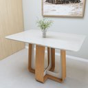 Ver imagem 2 de Mesa de Jantar Retangular 4 Lugares Tampo com Vidro 120cm Sintonia Bege Amêndoa Clean/Off White