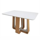Ver imagem 2 de Mesa de Jantar Retangular 4 Lugares Tampo MDF 120cm Sintonia Bege Amêndoa Clean/Off White