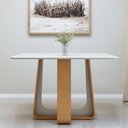 Ver imagem 1 de Mesa de Jantar Retangular 4 Lugares Tampo MDF 120cm Sintonia Bege Amêndoa Clean/Off White