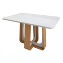 Ver imagem 3 de Mesa de Jantar Retangular 4 Lugares Tampo com Vidro 120cm Sintonia Bege Amêndoa Clean/Off White