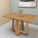 Ver imagem 1 de Mesa de Jantar Retangular 4 Lugares Tampo MDF 120cm Sintonia Marrom Amêndoa Clean/Off White