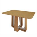 Ver imagem 2 de Mesa de Jantar Retangular 4 Lugares Tampo MDF 120cm Sintonia Marrom Amêndoa Clean/Off White