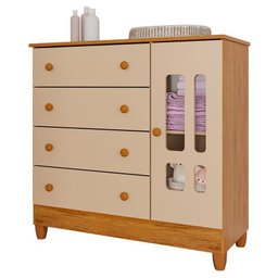 Quarto de Bebê Ariel 4 Portas com Berço Americano Mirelle Off White Bétula com Colchão Gazin –caroli - 6