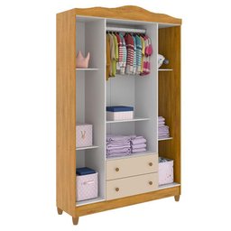 Quarto de Bebê Ariel 4 Portas com Berço Americano Mirelle Off White Bétula com Colchão Gazin –caroli - 10