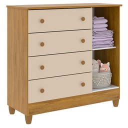 Quarto de Bebê Ariel 4 Portas com Berço Americano Mirelle Off White Bétula com Colchão Gazin –caroli - 7