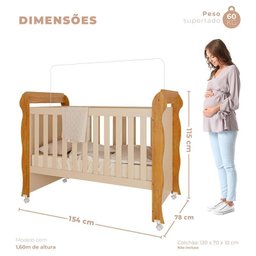 Quarto de Bebê Ariel 4 Portas com Berço Americano Mirelle Off White Bétula com Colchão Gazin –caroli - 4