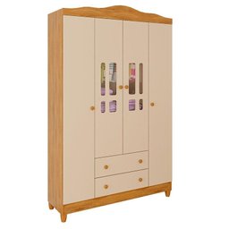 Quarto de Bebê Ariel 4 Portas com Berço Americano Mirelle Off White Bétula com Colchão Gazin –caroli - 9