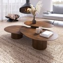 Ver imagem 2 de Conjunto Mesa de Centro Orgânica Stone em Madeira Castanho