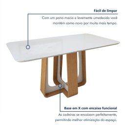Mesa de Jantar Retangular 160cm Tampo com Vidro Sintonia - 5 Mesa de Jantar Retangular 160cm Tampo com Vidro Sintonia - 5