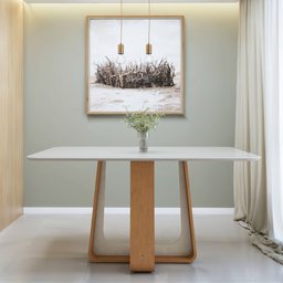 Mesa de Jantar Retangular 160cm Tampo com Vidro Sintonia - 4 Mesa de Jantar Retangular 160cm Tampo com Vidro Sintonia - 4