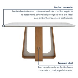 Mesa de Jantar Retangular 160cm Tampo com Vidro Sintonia - 6 Mesa de Jantar Retangular 160cm Tampo com Vidro Sintonia - 6