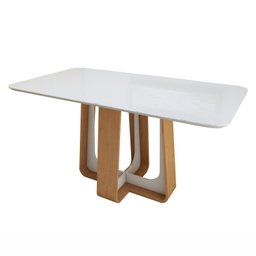 Mesa de Jantar Retangular 160cm Tampo com Vidro Sintonia - 2 Mesa de Jantar Retangular 160cm Tampo com Vidro Sintonia - 2