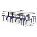 Ver imagem 3 de Mesa para Refeitório Escamoteável 10 Lugares MDP Branco de 25 mm - Assento Azul - 50901