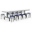 Ver imagem 2 de Mesa para Refeitório Escamoteável 10 Lugares MDP Branco de 25 mm - Assento Azul - 50901