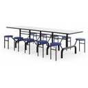 Ver imagem 1 de Mesa para Refeitório Escamoteável 10 Lugares Mdp Branco de 25 Mm - Assento Azul - 50901