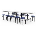 Ver imagem 1 de Mesa para Refeitório Escamoteável 10 Lugares MDP Branco de 25 mm - Assento Azul - 50901