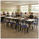 Ver imagem 7 de Mesa para Refeitório Escamoteável 10 Lugares MDP Branco de 25 mm - Assento Azul - 50901