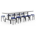 Ver imagem 3 de Mesa para Refeitório Escamoteável 10 Lugares Mdp Branco de 25 Mm - Assento Azul - 50901
