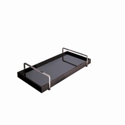 Bandeja Decorativa Espelhada Preta para Servir com Alça Prata - 4