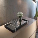 Ver imagem 1 de Bandeja Decorativa Espelhada Preta para Servir com Alça Prata