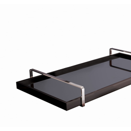Bandeja Decorativa Espelhada Preta para Servir com Alça Prata - 3